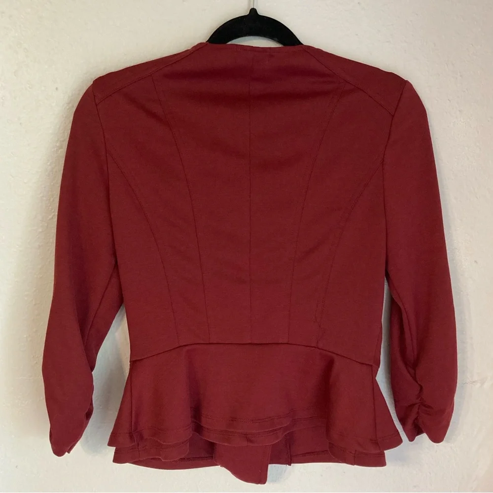 Wet Seal Red Blazer Asymmetrical Zipper Cropped - Picture 4 of 6